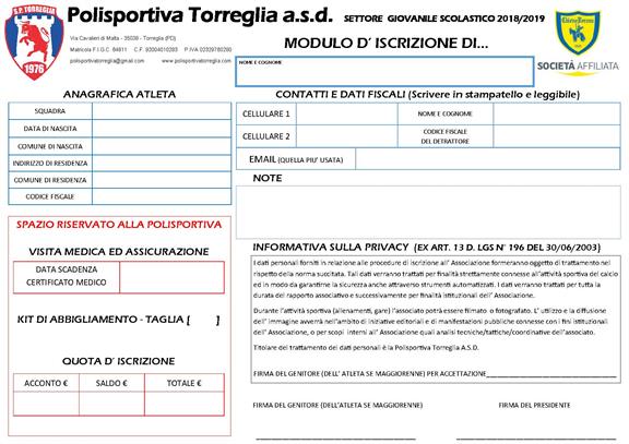 Modulo di Iscrizione